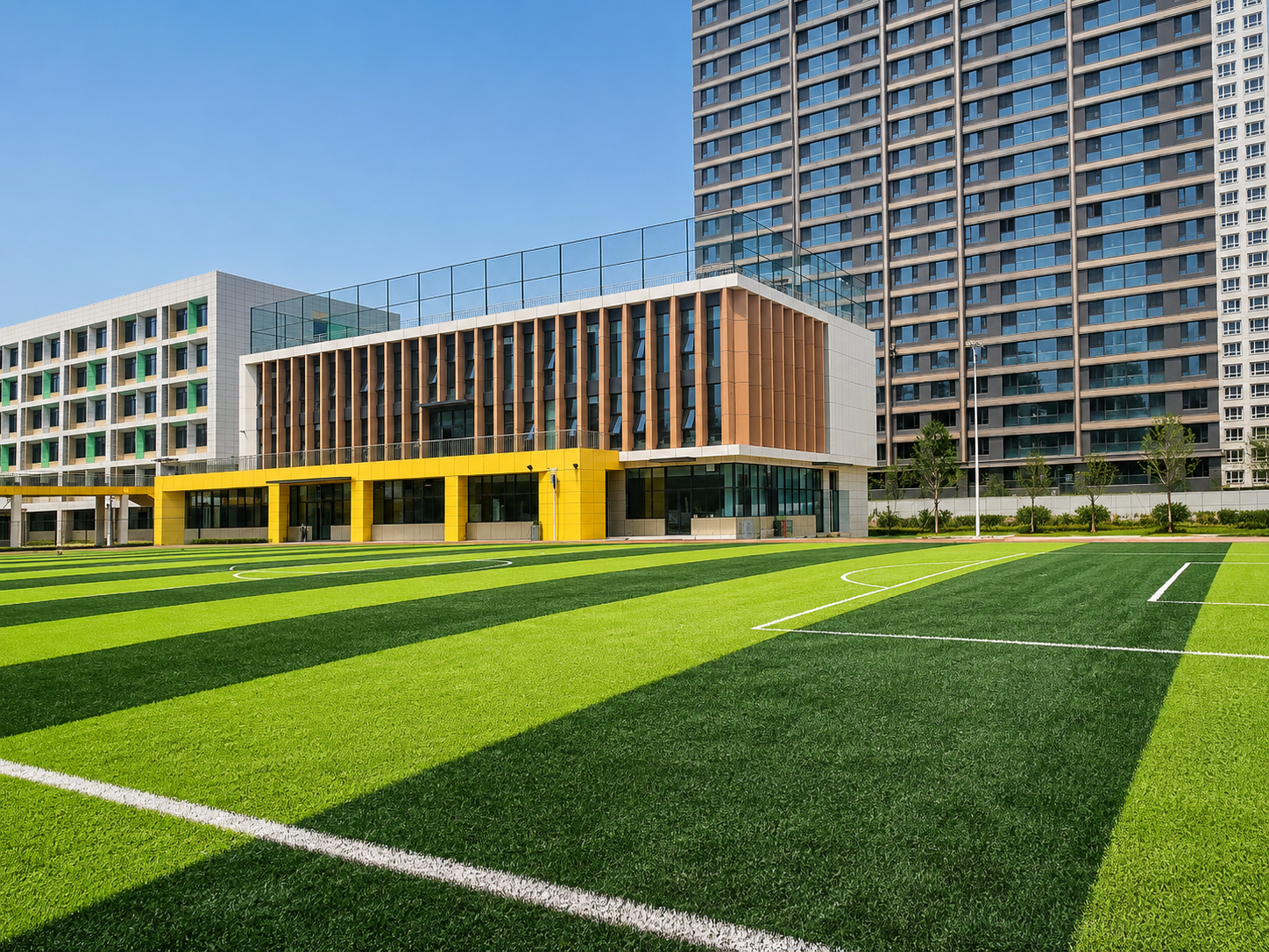 Campus football field artificial grass project supplied by JZS