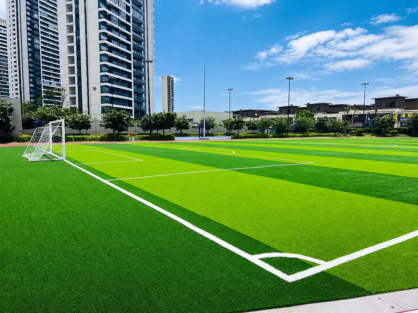 Urban football field artificial grass project supplied by JZS