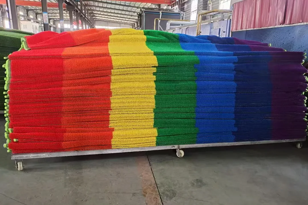 Artificial grass rolls prepared as product stock