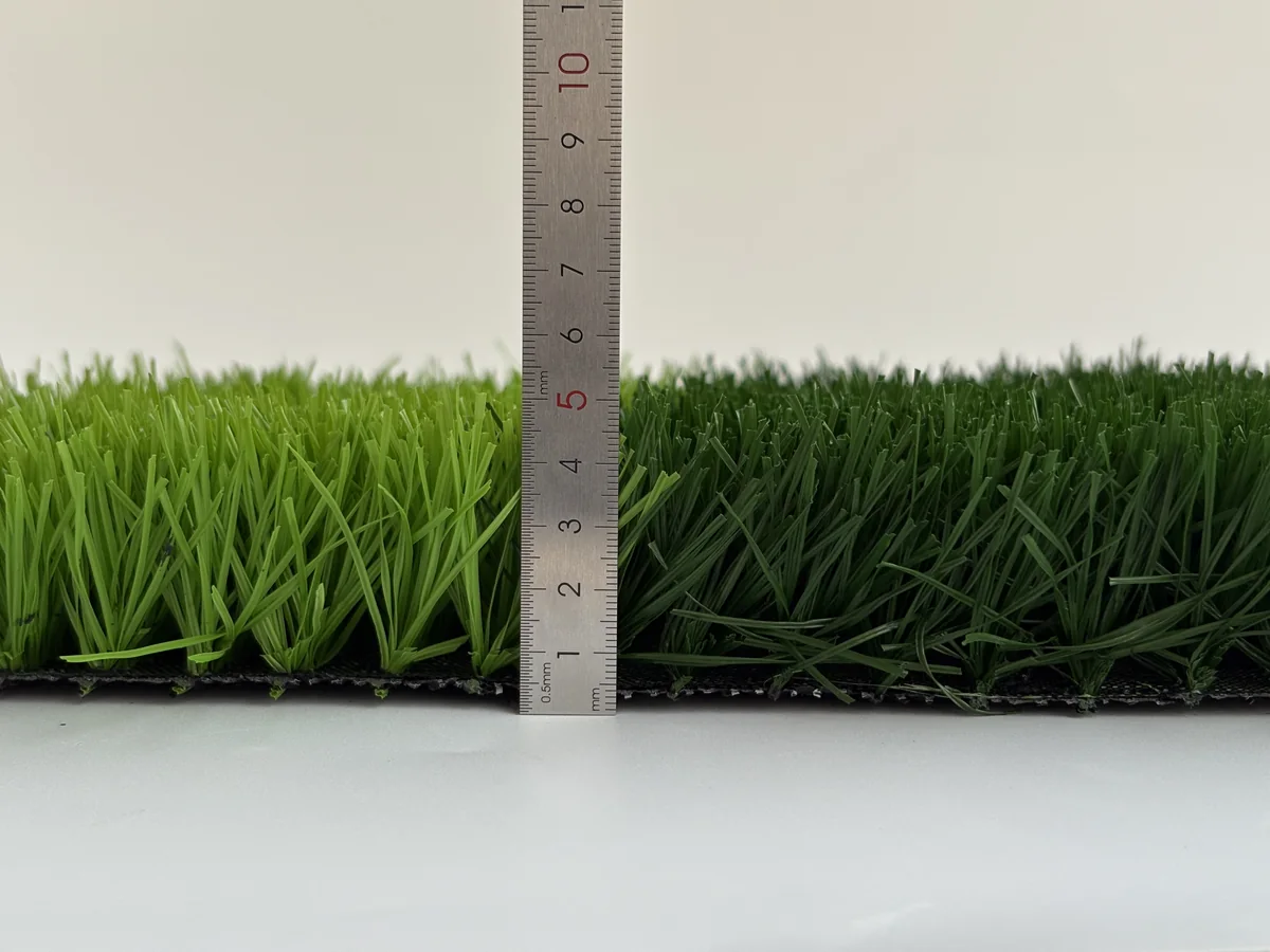 Football artificial turf pile height reference with ruler